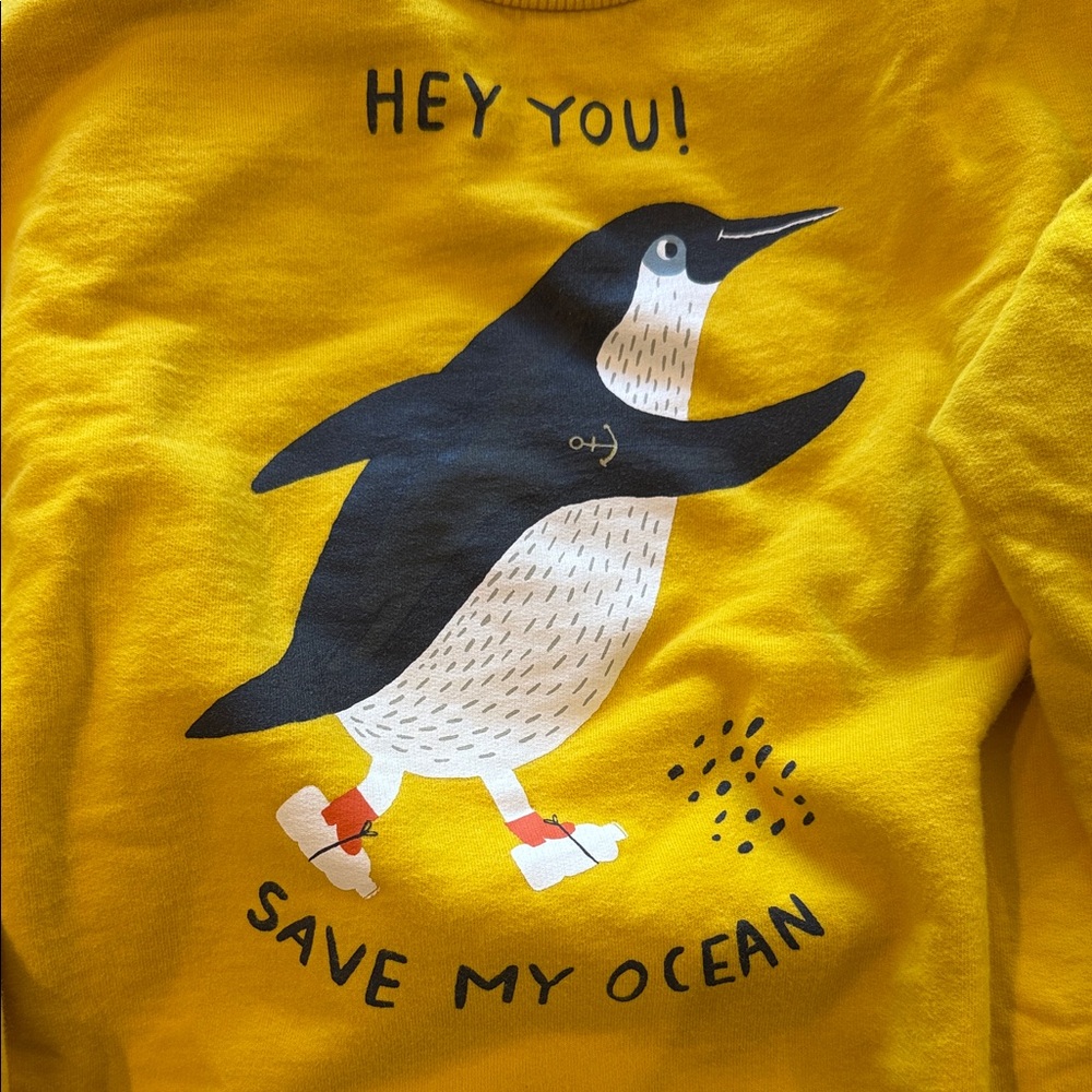 Yellow Penguin Graphic Kids Sweatshirt